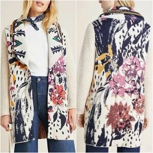 Anthropologie Large Aldomartins Floral Cardigan Sweater Jacket Wool Alpaca
